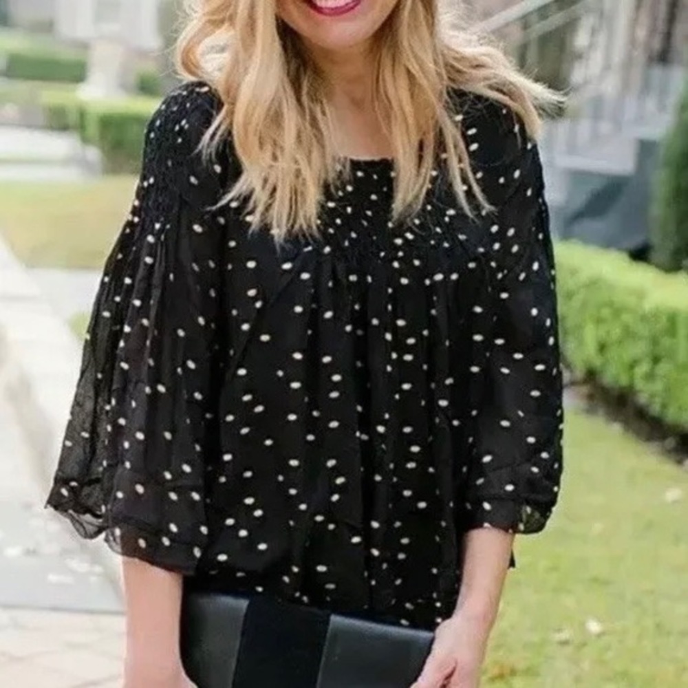 Floreat: Black & Gold Stevie Nicks Bell Sleeve Blouse from Anthropologie
